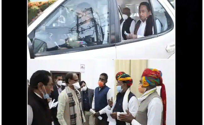 शिवराज से मिलने दिग्विजय के साथ कमलनाथ भी पहुंचे शिवराज से मिलने दिग्विजय के साथ कमलनाथ भी पहुंचे